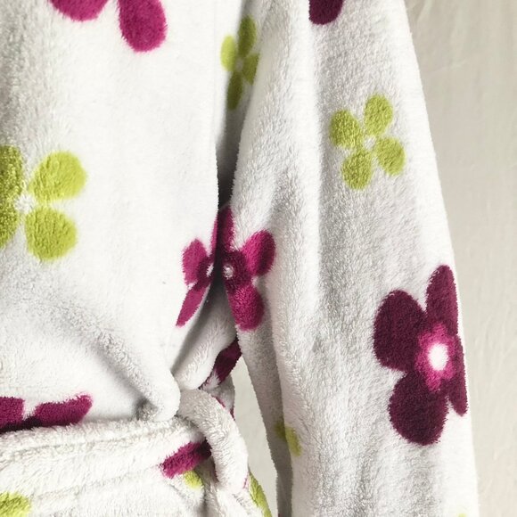 Floral Fleece Cozy Robe White Multicolor - Picture 7 of 12